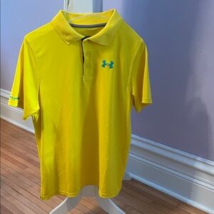 Under Armour Bright Yellow Polo with Blue Logo